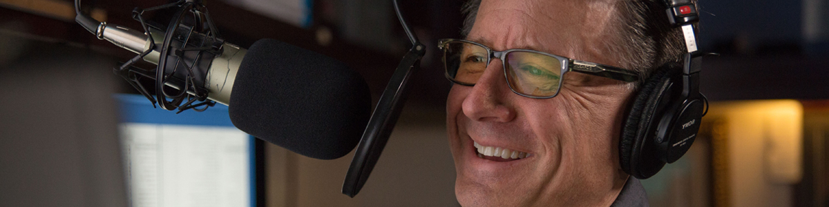Pastor Mike Fabarez recording radio broadcast